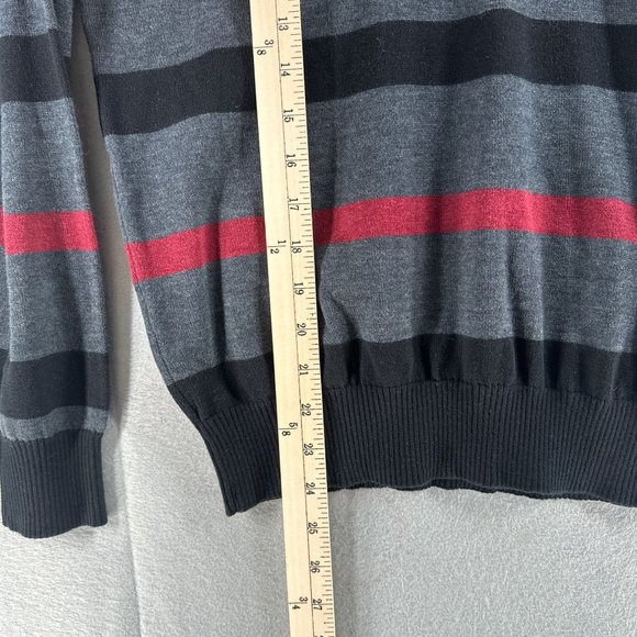 Marq Athletic Fit Mens Striped Sweater Medium Gray Crew Neck Relax Fit Casual - Picture 11 of 16